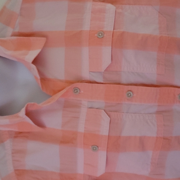 NWOT Eddie Bauer Mountain Long & Short Sleeve Shirt Top Pink Peach Plaid S - Picture 2 of 12